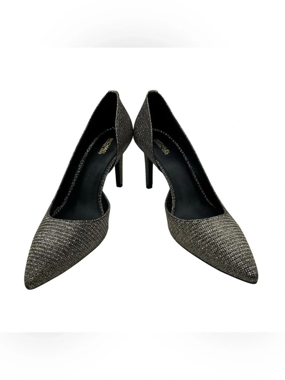 NTW Michael Kors Black/Gold Dorothy Flex D’Orsay Glitter Chain Mesh Pump Size 9